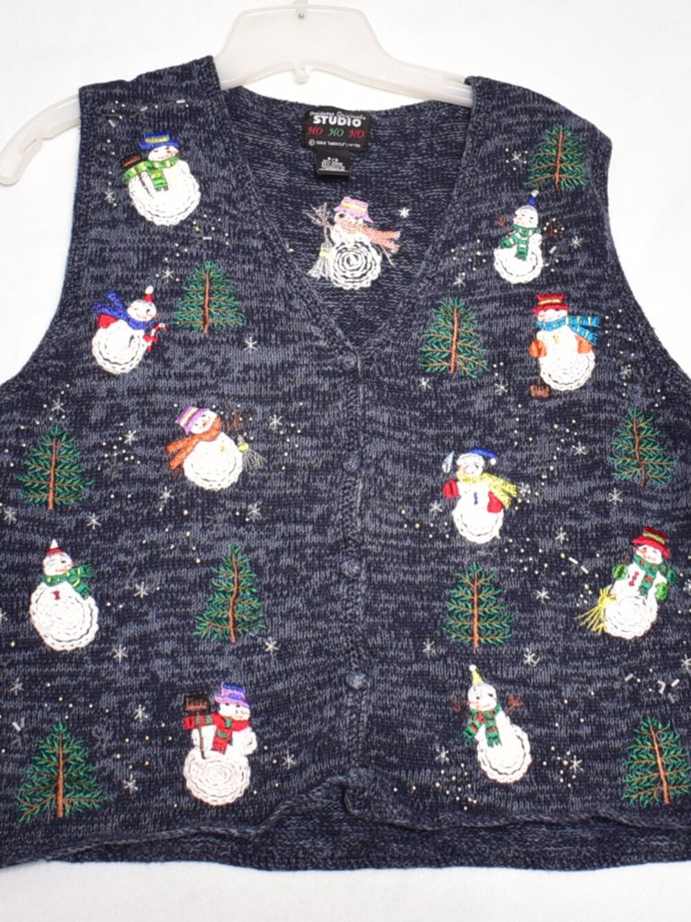 Designer Originals Studio Ho Ho Ho Christmas Sweater Button Up Vest Size P/S